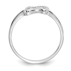 14k White Gold Polished AA Diamond Heart Ring