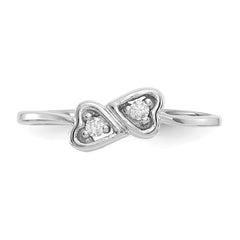 14k White Gold Polished AA Diamond Heart Ring