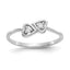 14k White Gold Polished AA Diamond Heart Ring