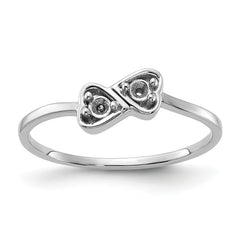 14k White Gold Polished Heart Ring Mounting (No Stone Included)