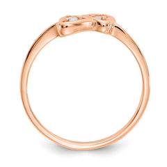 14k Rose Gold Polished AA Diamond Heart Ring