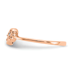 14k Rose Gold Polished AA Diamond Heart Ring