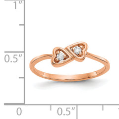 14k Rose Gold Polished AA Diamond Heart Ring