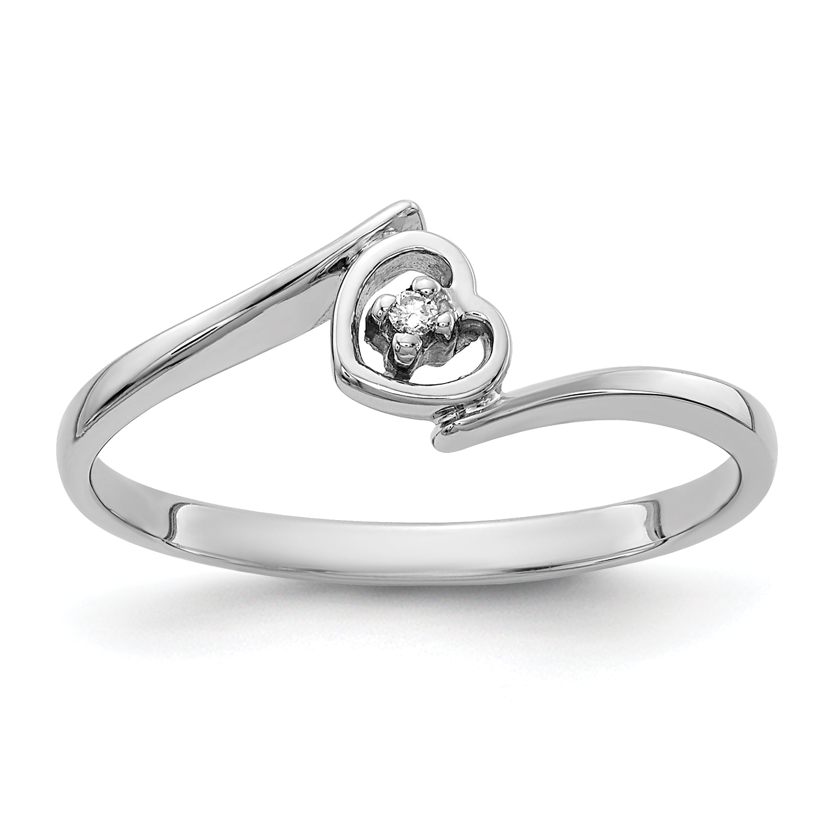 14k White Gold AA Diamond heart ring