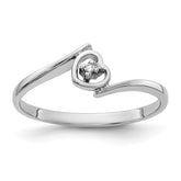 14k White Gold AA Diamond heart ring
