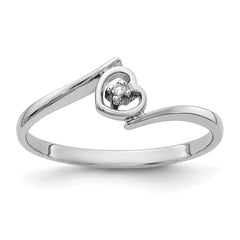 14k White Gold AA Diamond heart ring
