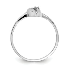 14k White Gold Polished AA Diamond heart ring