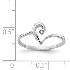14k White Gold Polished AA Diamond heart ring