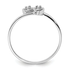 14k White Gold Polished AA Diamond heart ring