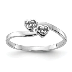 14k White Gold Polished .02ct. Diamond Heart Ring Mounting (No Stone Included)