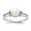14k White Gold 6mm FW Cultured Pearl AA Diamond ring