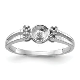 14k White Gold Polished Diamond & Pearl Ring Mounting (No Stone Included)