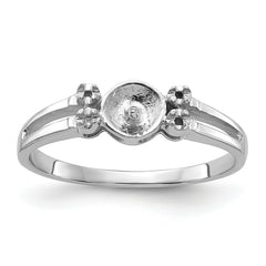 14k White Gold Polished Diamond & Pearl Ring Mounting (No Stone Included)