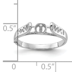 14k White Gold Polished Pearl Filigree Ring Mounting (No Stone Included)