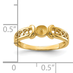 14k Polished Pearl Heart Ring Mounting (No Stone Included)