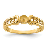 14k Polished Pearl Heart Ring Mounting (No Stone Included)