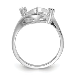 14k White Gold Polished Diamond & Pearl Ring Mounting (No Stone Included)