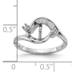 14k White Gold Polished Diamond & Pearl Ring Mounting (No Stone Included)