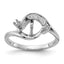 14k White Gold Polished Diamond & Pearl Ring Mounting (No Stone Included)