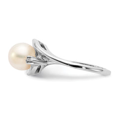 14k White Gold 7mm FW Cultured Pearl AA Diamond ring