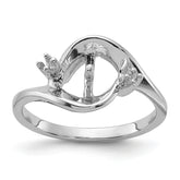 14k White Gold Polished Diamond & Pearl Ring Mounting (No Stone Included)