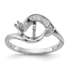 14k White Gold Polished Diamond & Pearl Ring Mounting (No Stone Included)