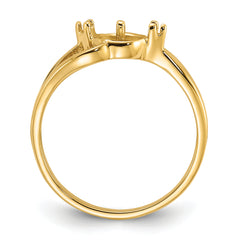 14k Polished Diamond & Pearl Ring Mounting (No Stone Included)