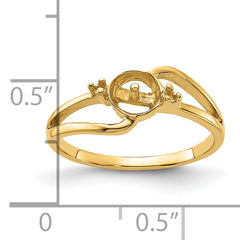 14k Polished Diamond & Pearl Ring Mounting (No Stone Included)