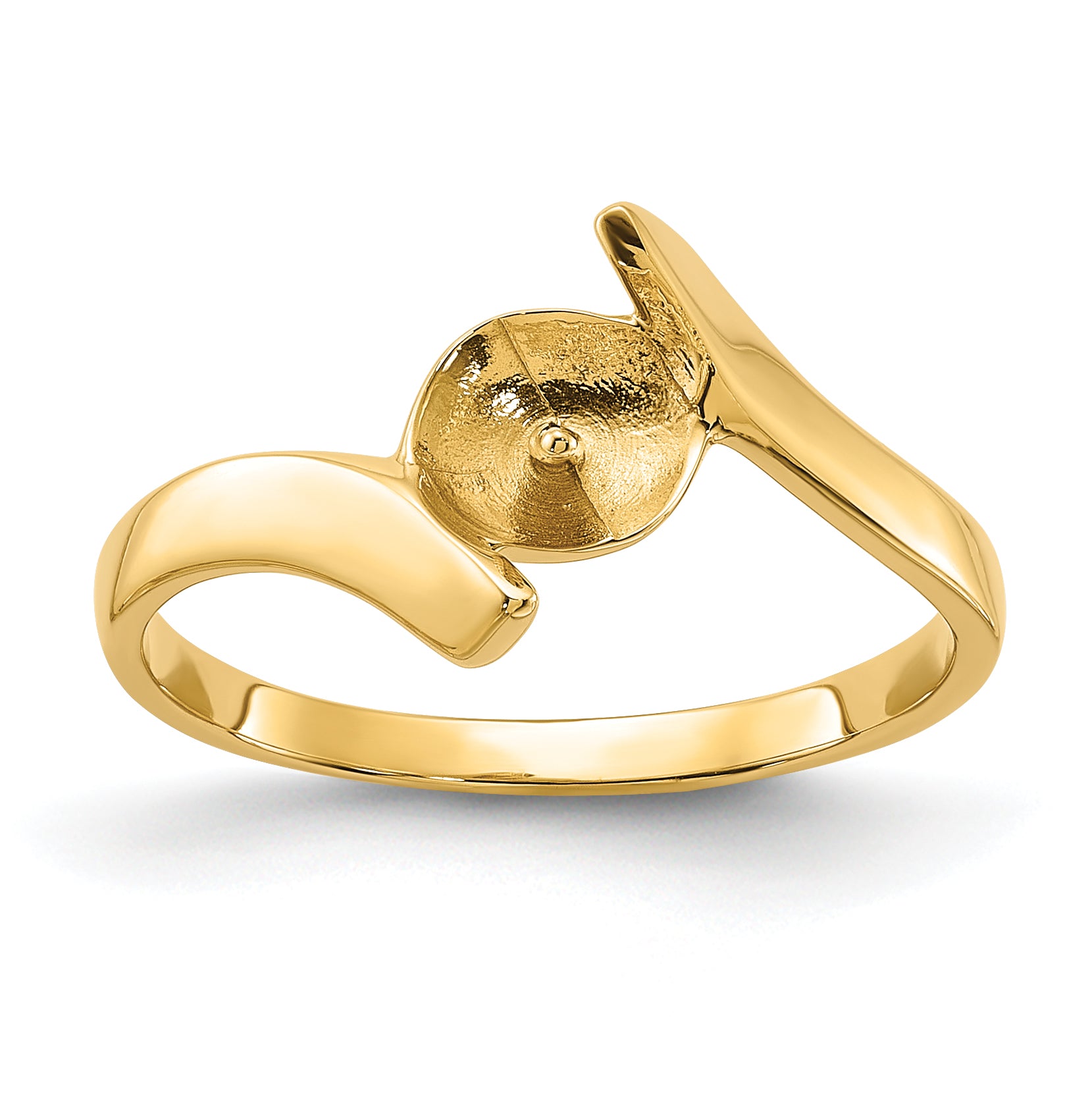 14k Polished Pearl Ring Mounting (No Stone Included)