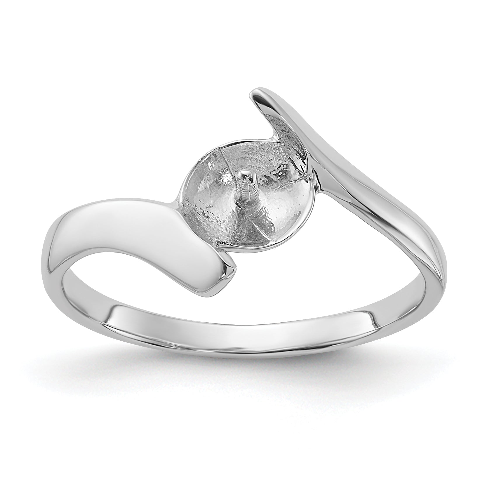 14k White Gold Polished Pearl Ring Mounting (No Stone Included)