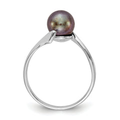 14k White Gold 7mm Black FW Cultured Pearl Ring