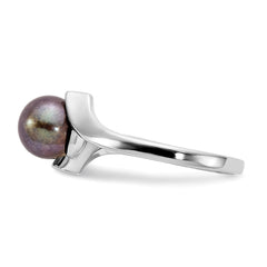 14k White Gold 7mm Black FW Cultured Pearl Ring