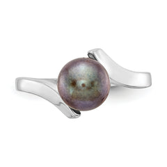 14k White Gold 7mm Black FW Cultured Pearl Ring