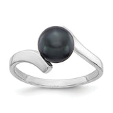 14k White Gold 7mm Black FW Cultured Pearl Ring