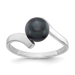14k White Gold 7mm Black FW Cultured Pearl Ring