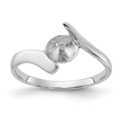 14k White Gold Polished Pearl Ring Mounting (No Stone Included)