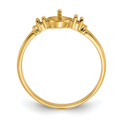 14k Polished Diamond & Pearl Ring Mounting (No Stone Included)