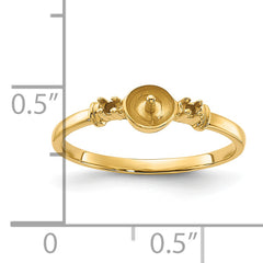 14k Polished Diamond & Pearl Ring Mounting (No Stone Included)