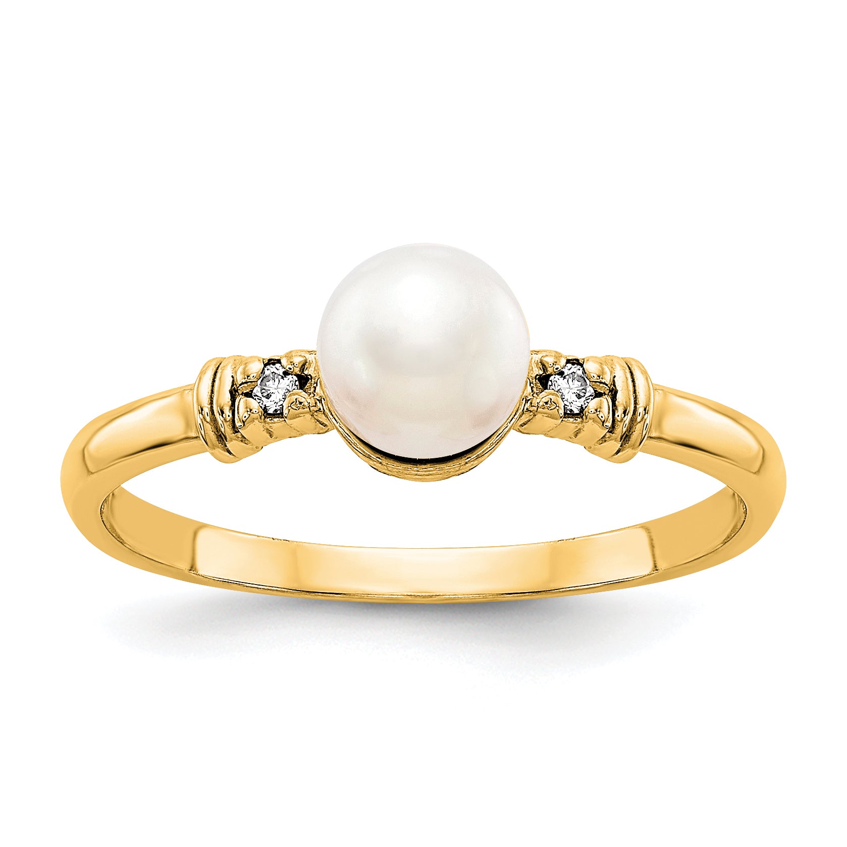 14k FW Cultured Pearl Diamond FW Cultured Pearl ring