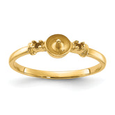 14k Polished Diamond & Pearl Ring Mounting (No Stone Included)