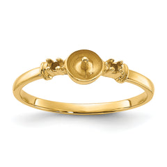 14k Polished Diamond & Pearl Ring Mounting (No Stone Included)