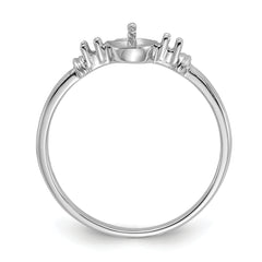 14k White Gold Polished Diamond & Pearl Ring Mounting (No Stone Included)