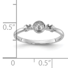 14k White Gold Polished Diamond & Pearl Ring Mounting (No Stone Included)