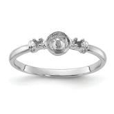 14k White Gold Polished Diamond & Pearl Ring Mounting (No Stone Included)