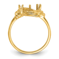 14k Polished Diamond & Pearl Ring Mounting (No Stone Included)