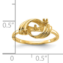 14k Polished Diamond & Pearl Ring Mounting (No Stone Included)