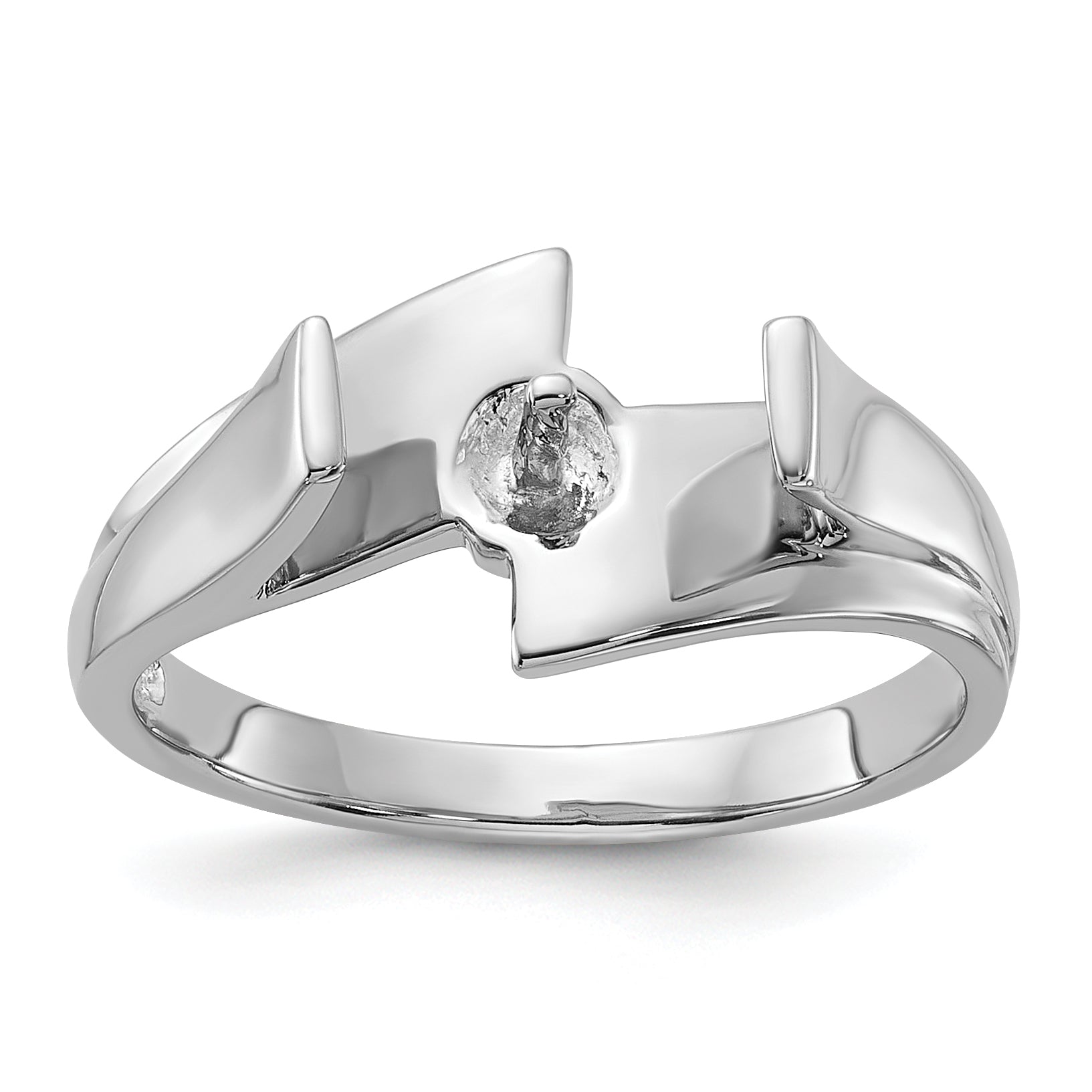 14k White Gold Polished Pearl Ring Mounting (No Stone Included)