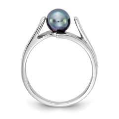 14k White Gold 6mm Black FW Cultured Pearl ring