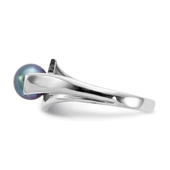 14k White Gold 6mm Black FW Cultured Pearl ring