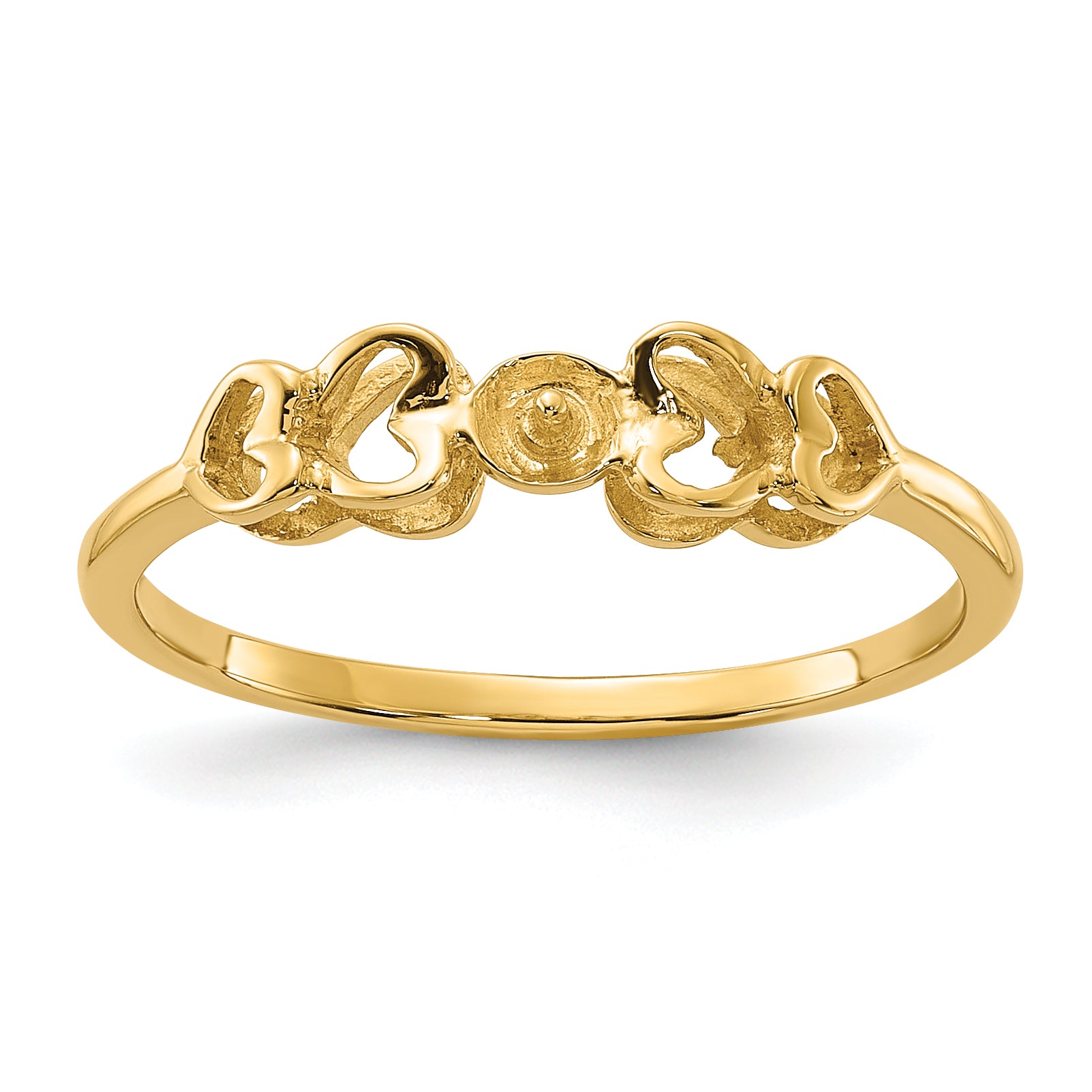 14k Polished Pearl Ring Mounting (No Stone Included)